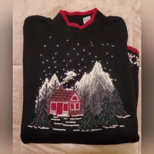 Orvis Women's Holiday Sweater with Winter Scene XL